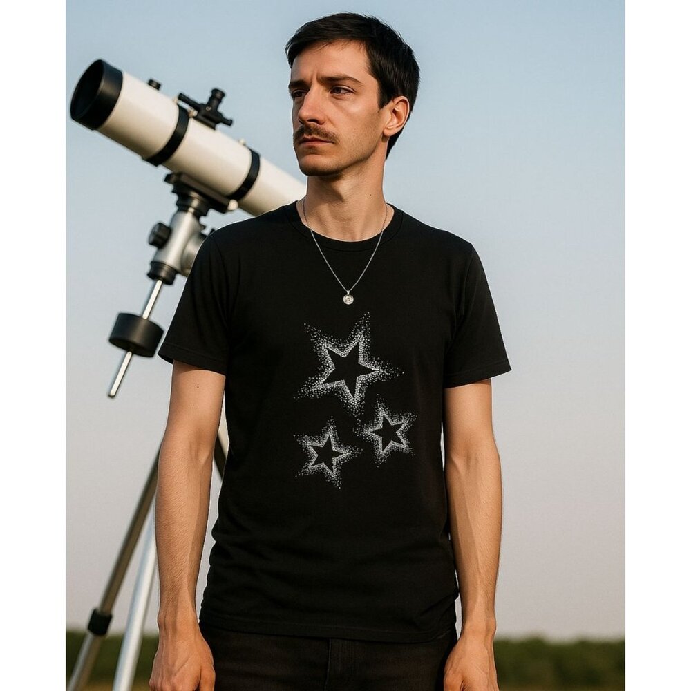 Theater Star Graphic T Shirt Size S Black Cotton Short Sleeve Top Spacecore